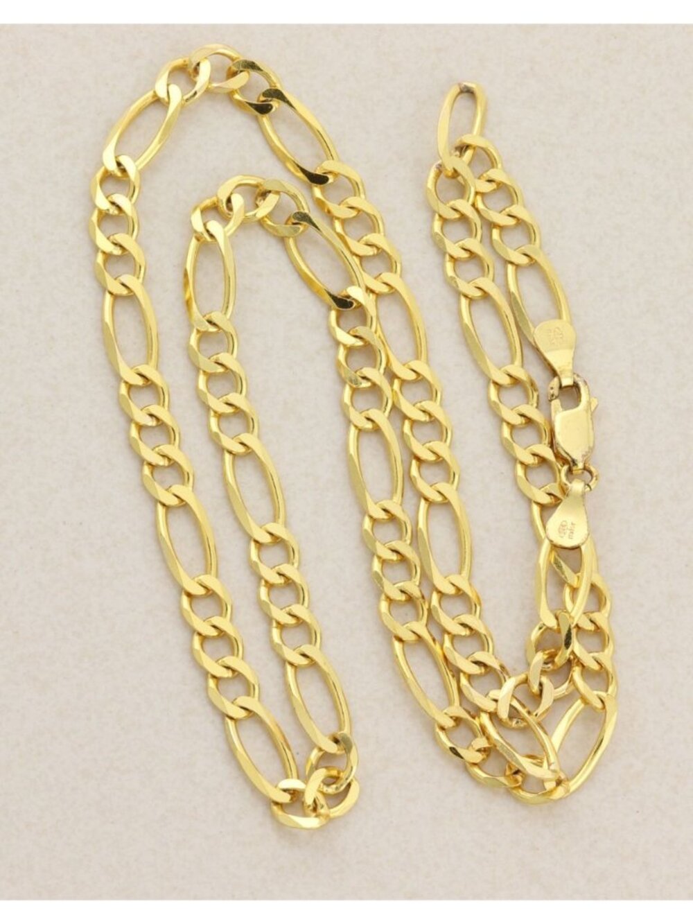 18k Yellow Gold Over Sterling Silver Figaro Link Chain Necklace 20" Men or Women - Picture 1 of 11